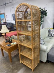 Vintage Natural Wicker Etagere Shelf