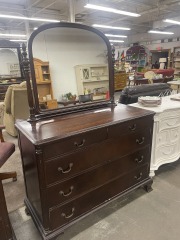 Vintage Mahogany Five-Drawer Vanity Dresser