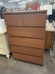 Modern Cherry Wood Six-Drawer Dresser