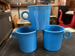 Vintage HLC Fiesta Ware Blue Mug set of 3