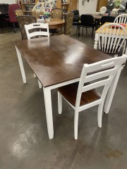 Modern Farmhouse Brown & White Table With 2 Chairs