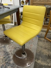 Adjustable Yellow Pleather Bar Stool (each)