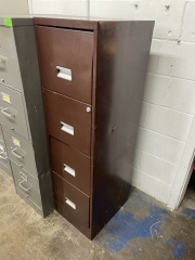 Chocolate Brown Four Drawer Filing Cabinet