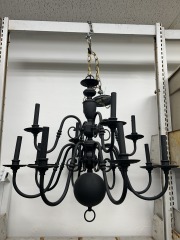 Matte Black 12-Light Chandelier