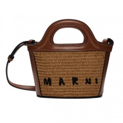 2884 O2| MARNI Beige & Brown Tropicalia Micro Tote