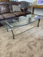 Sculptural Draped Metal & Glass Top Coffee Table