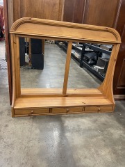 Light Wood Mirror Hutch Topper