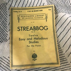 vintage sheet music book titled Twelve Easy and Melodious Studies by the composer Streabbog.