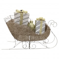 42\u201d LED Sleigh with Gift Box & Ornament Sculpture