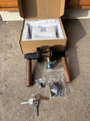 Round Door Handle with Walnut Grip