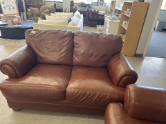 Camel Faux Leather Love Seat