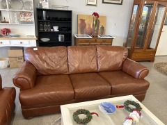 Camel Faux Leather Couch