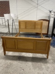 Queen Light Wood Sleigh Bed Frame