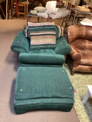 Green Chair & Ottoman Set