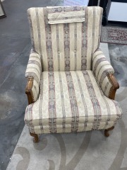 Vintage Cream Striped Armchair