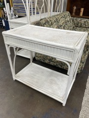 White Mini Bamboo Rattan Shelf