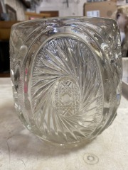 Antique Etched Uranium Glass Cookie Jar (as is)