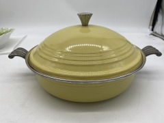 Vintage Yellow Fiesta Homer Laughlin Enamelware Pot