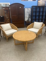 Rattan Table & 2 Chairs