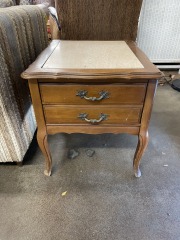 Vintage French Provincial Travertine Side Table
