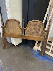 Vintage Wicker Wood Post Full Headboard