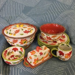 Temp-tations Fall Harvest dinnerware set in the Old World pattern.