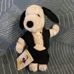Vintage Snoopy Peanuts Plush Toy 1968 20\u201d Tall W\/Tuxedo Black Tux White Dog