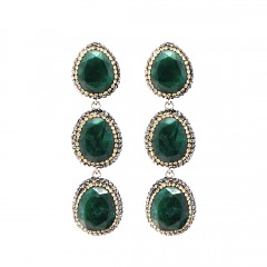 2901 R1 | MAHRUKH AKULY Triple Drop Emerald Earrings