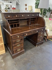 Ethan Allen Dark Wood Rolltop Desk