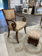 Chinoiserie Style Chair with Foot Stool
