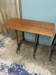 Vintage Sewing Folding Table On Wheels