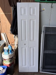 White Wood 6-Panel Bi-Fold Closet Door