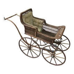VICTORIAN BABY CARRIAGE - American Wicker Baby Carriage, circa 1880