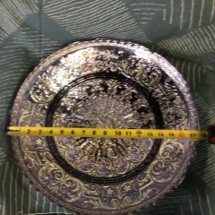 Decorative Art Glass Console Bowl Reverse Painted