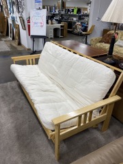 Light Wood & Cream Cushion Futon