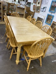 Family Farmhouse Dining Table with Ten Chairs
