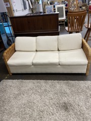 Vintage Pencil Reed Wicker Sleeper Sofa (No Delivery)