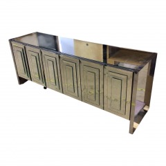1970s Mirrored 6 Door Ello Inspired Sideboard Cabinet