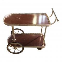 Bar Cocktail Tea Entertainment Cart Trolley Kitchen Island Veneer Mid Century