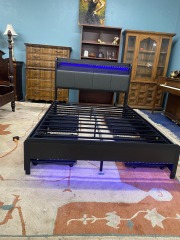 Cool Light Up Full Bed with Storage & Power Strip