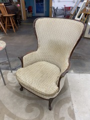 Vintage Cream Wingback Chair