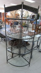 Beveled Glass & Metal Frame Corner Display