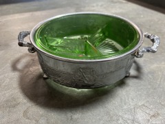 Vintage Uranium Glass Relish Dish Holder