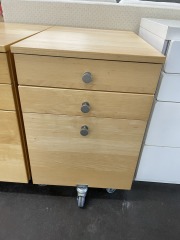 Solid Blonde Three Drawer Filing Cabinet