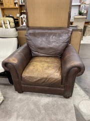 Chocolate Studded Pleather Armchair