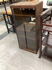 DARK OAK GLASS DOOR MEDIA CABINET