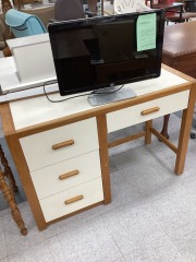 WHITE AND BROWN 4 DRAWER STUDY DESK