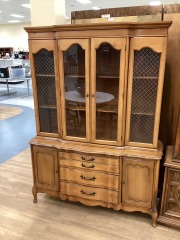 LIGHT BROWN 1 PIECE CHINA CABINET W\/ 3 DRAWERS