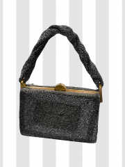 Vintage Fre-Mor Creations Black Beaded & Brass Handbag