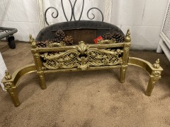Antique French Victorian Ornate Brass Fireplace Insert